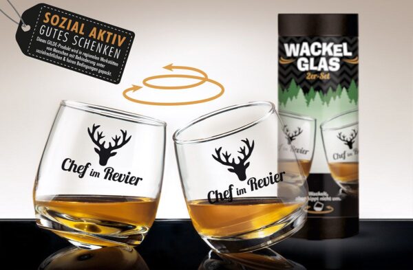 2tlg. Set, Wackelglas, "Chef"