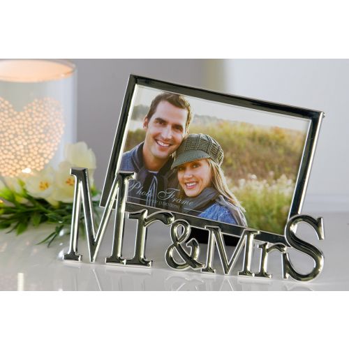 Fotorahmen, "Mr&Mrs", Schriftzug, Metall