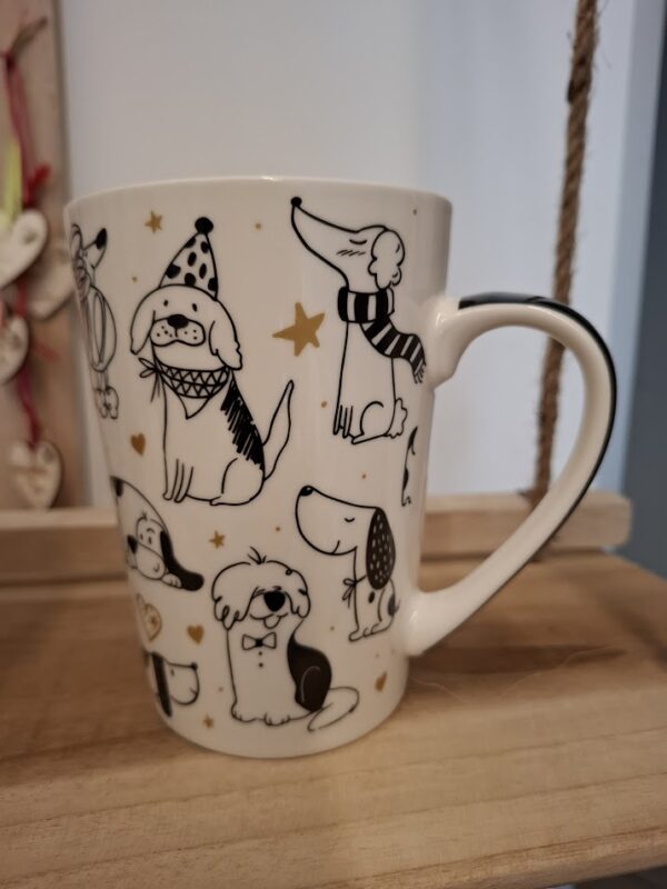 Jumbo Becher Hund Dekor aus Porzellan