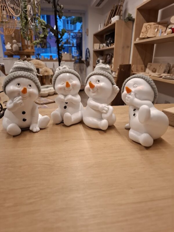 süße Schneemänner, grau geringelte Mütze aus Poly 4-fach