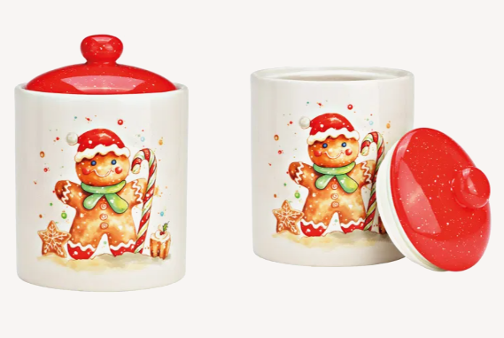 Dose Lebkuchenfigur aus Keramik rot
