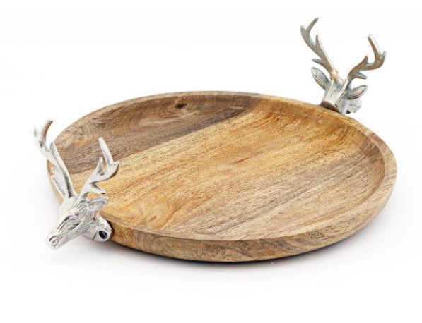 Für den besonderen gedeckten Tisch - Hirsch-Schale aus Holz und Aluminium