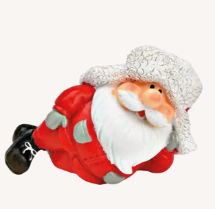 Liegende Nikolaus-Figur aus Poly – Rot, 7×10×6 cm – Weihnachtliche Dekofigur
