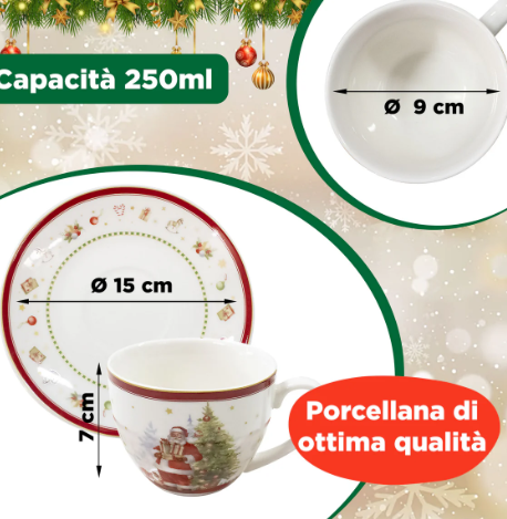 Vintage-Porzellan Weinhnachtstasse und -untertasse – Bild 4