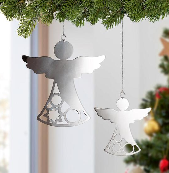 Metall-Engel Anhänger –  moderne Weihnachtsdeko aus Edelstahl