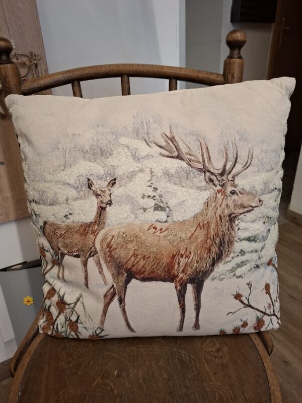 Dekokissen "2 Hirsche" - Winter- & Weihnachtskissen mit Inlet