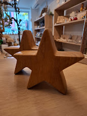 Keramikstern in Holzoptik Höhe 13 cm