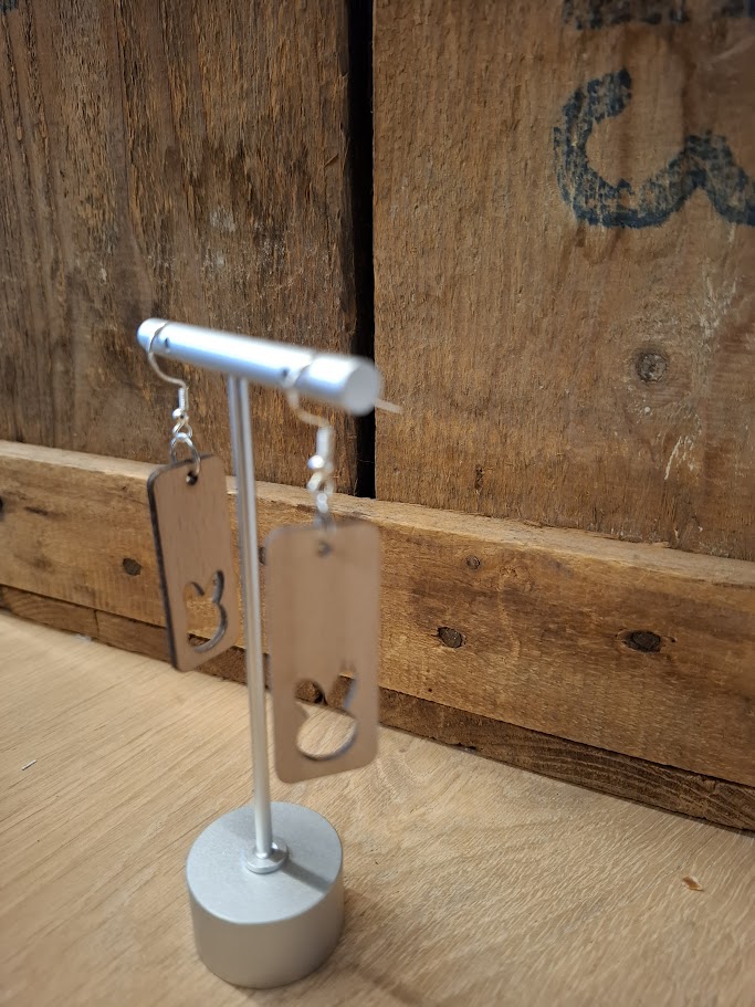 Holzohrringe mit Hasenmotiv - Osterschmuck, handgefertigt, aus Naturholz (rund, eckig & tropfenförmig) – Bild 5