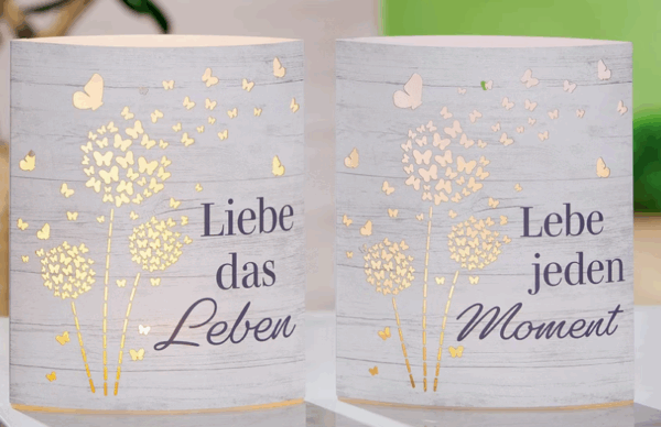 Dekoleuchte LED "Lebe jeden Moment"/"Liebe das Leben"