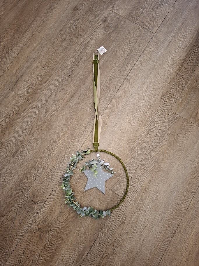 Metallkranz mit Holzstern – Bild 3