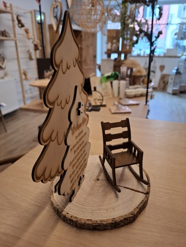 Baumscheibe mit Gravur „Weihnachten so fern und so nah“ – Erinnerung & Gedenken – Bild 3