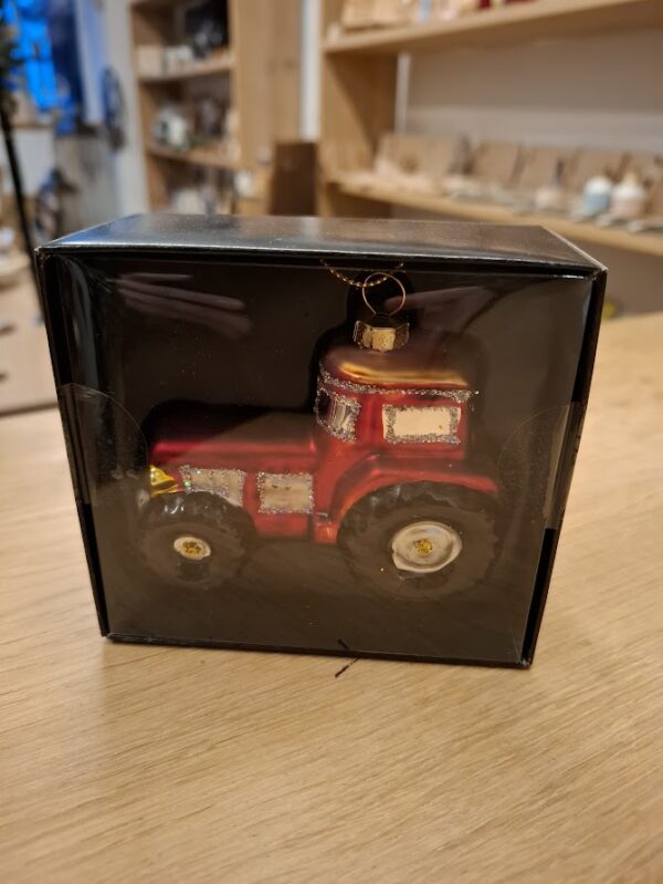 Weihnachtsbaumanhänger Traktor aus Glas, rot  – 9x7x5 cm – Bild 2