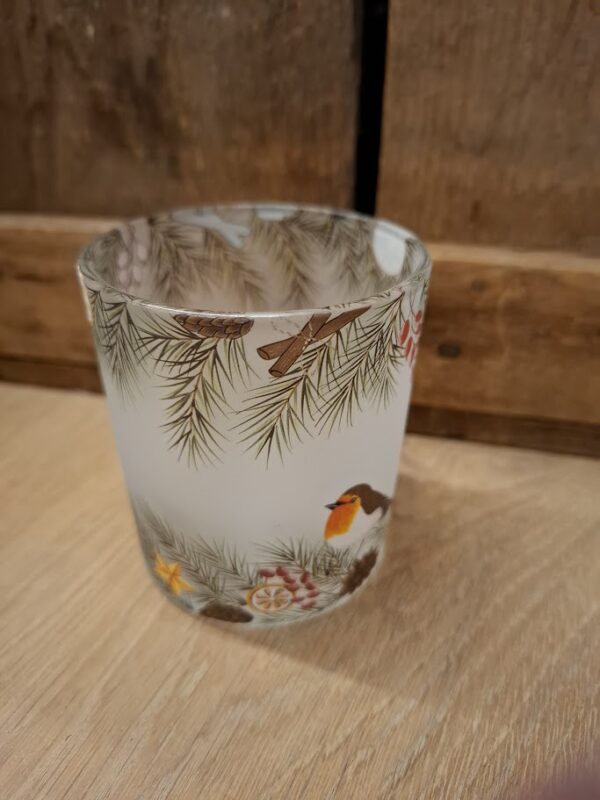 Teelichtglas mit Rotkehlchen-Motiv – Bild 2