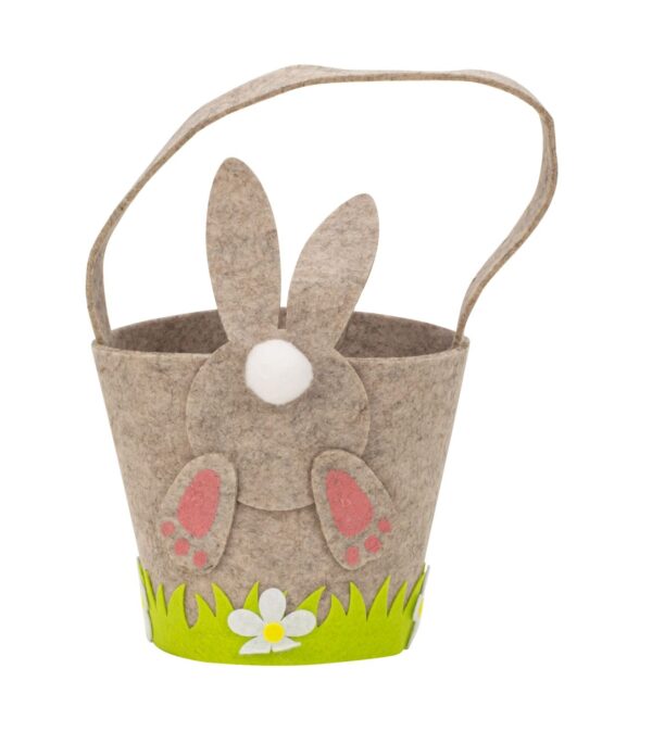Filz-Tasche beige mit Osterhasendekoration h=25cm (ohne Henkel) d=16cm