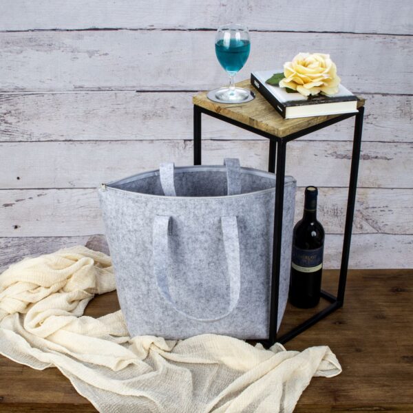 Filz-Tasche hellgrau mit Reißverschluss h=35cm b=45cm t=13cm