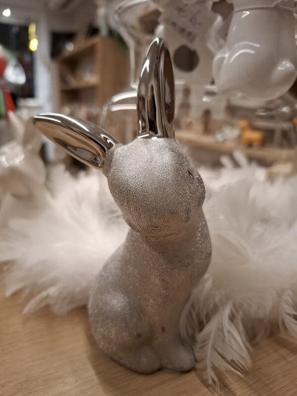 Osterhasen sitzend chrom/silber
