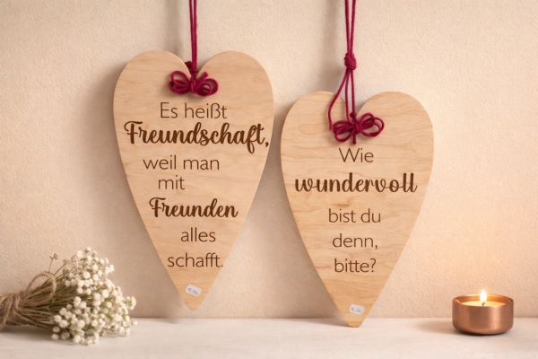 Großes Deko-Herz aus Holz (47 cm) – Handgemachtes Geschenk mit Spruch